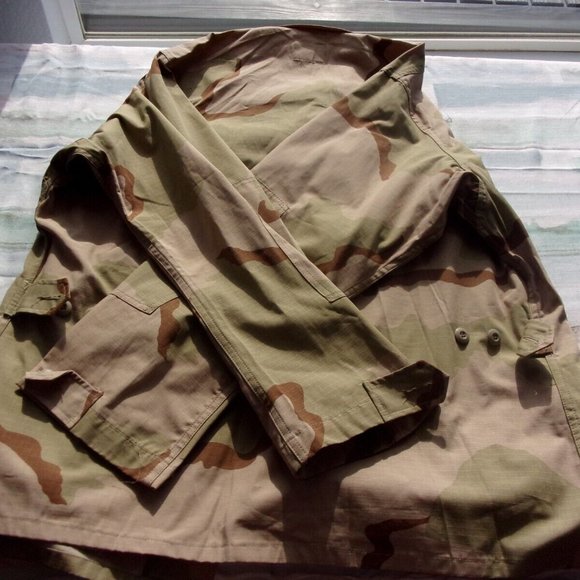 USAF OIF I 3 COLOR DCU DESERT CAMO UNIFORM COMBAT TACTICAL JACKET LG EC 1018 - Picture 6 of 11